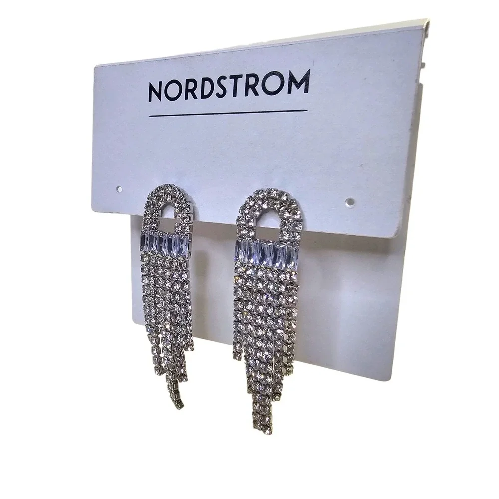 Nordstrom Ached Baguette Crystal Drop‎ Dangle Earrings Party Cocktail Glam